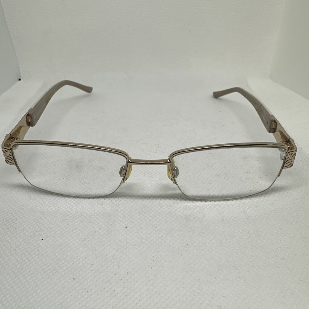 Elle EL18777 Eyeglasses Frames Only Womens Beige Half Rimless 49-18-130 GP